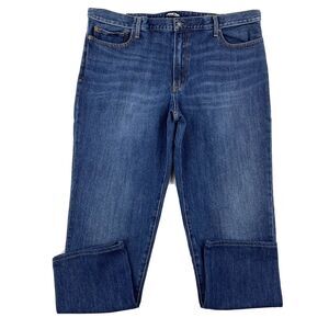 Lands End Jeans Men's 42x32 Blue Square Rigger Traditional Fit Dark Wash Denim